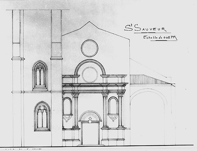 Dessin de la façade, copie réalisée en 1992.