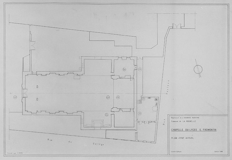 Chapelle, plan de 1976, par S. Brun.