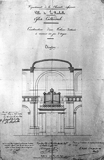 Projet de tribune pour l'orgue, élévation de 1833, par Brossard.