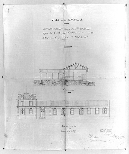 Plan, aménagement du projet primitif. 1903. Corbineau.