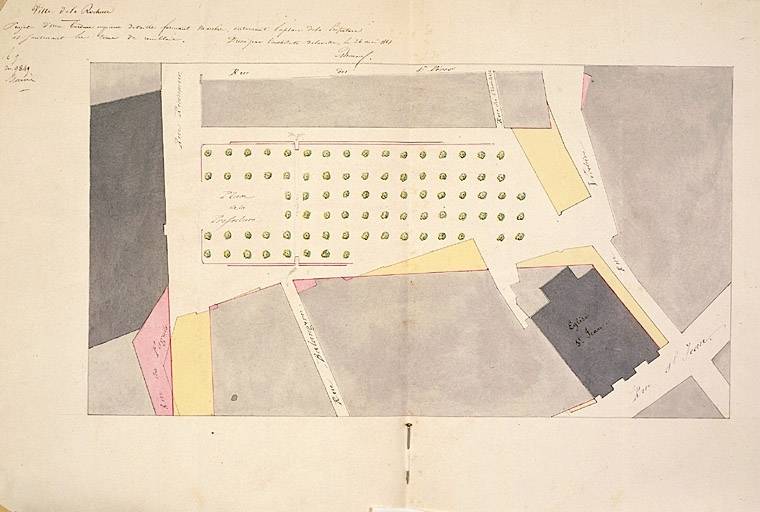 Projet d'une bordure en pierre formant marche. 1861. Brossard.