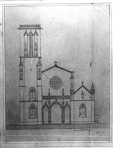 Projet d'un portail néo-gothique. Elévation de 1899.