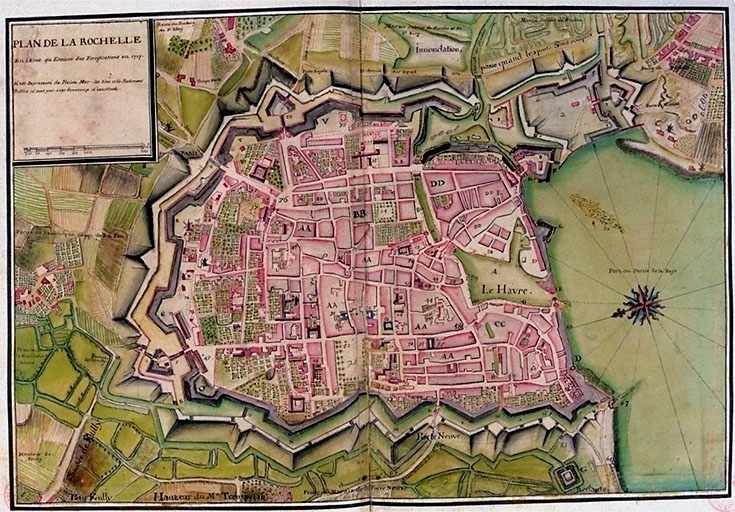 Plan, état des fortifications de La Rochelle en 1717. Copie par Bournaud de la feuille 35 disparue de Masse.