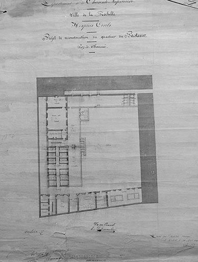 Projet de reconstruction, plan au rez-de-chaussée, 1841, par Brossard.