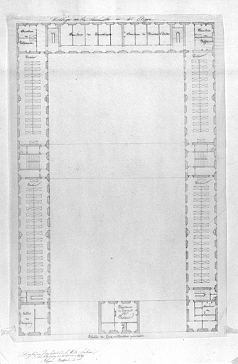 Projet de reconstruction, plan du deuxième étage. 20 août 1938, par Brossard.