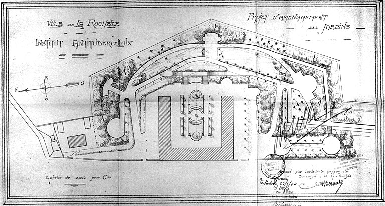 Projet d'aménagement des jardins. Plan du 17 décembre 1933, par Bonnet.