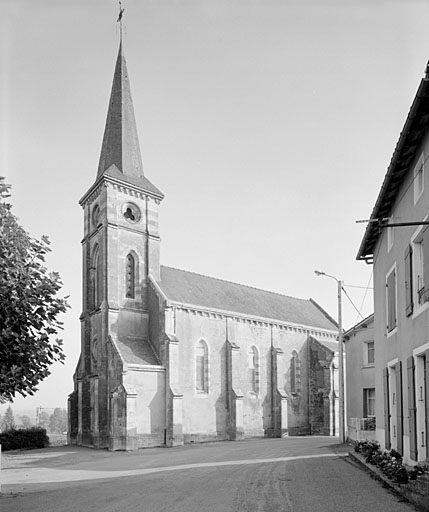 Nef et clocher, élévation latérale sud.