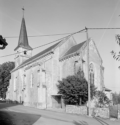 Nef et chevet, élévations postérieure et latérale sud.