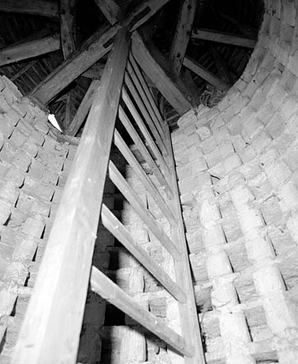 Pigeonnier, vue intérieure avec l'échelle.