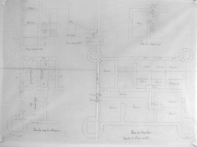 Plans et coupes des aménagements apportés par M. Bougouin en 1904.