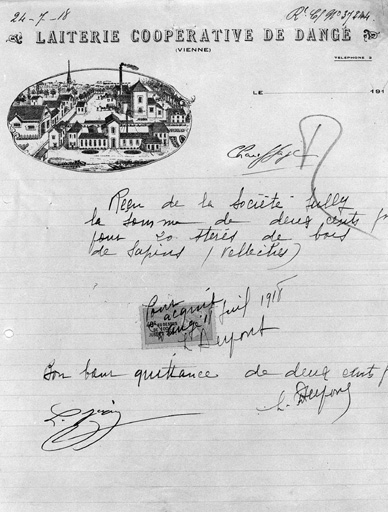 Papier à en tête daté de 1918.