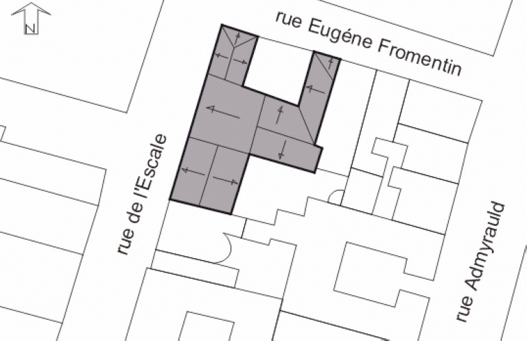 Plan masse, plan schématique des toitures.