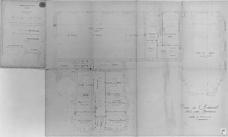 Aile côté Bordeaux, plan de l'entresol en 1920 (pl.12).