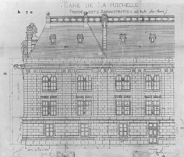 Bâtiment principal, aile côté Nantes, élévation sur cour, par Esquié (pl.1).