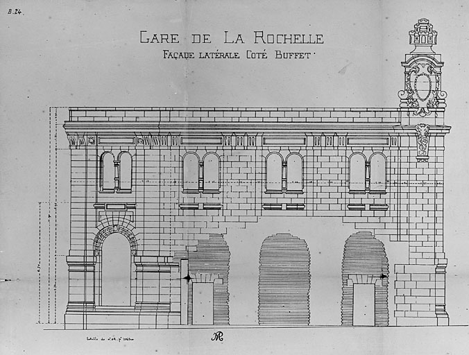 Bâtiment principal, aile côté Bordeaux, élévation latérale (pl.14).