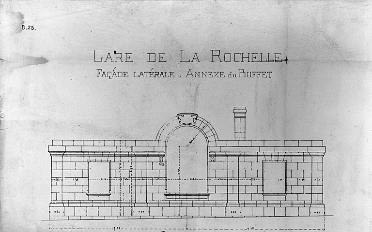 Bâtiment principal, annexe du buffet, élévation latérale (pl.31).