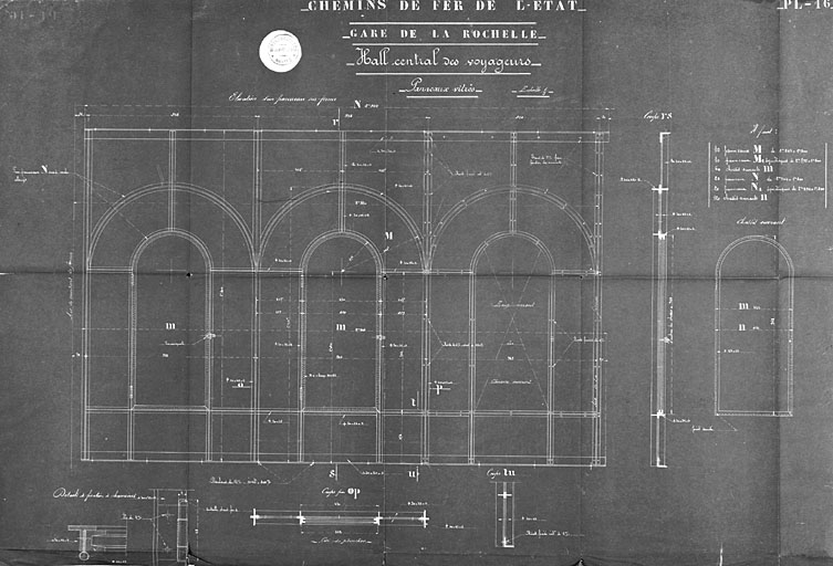 Hall des voyageurs, détails des panneaux vitrés, par Ménard et Gourdon, en 1913 (pl.16).