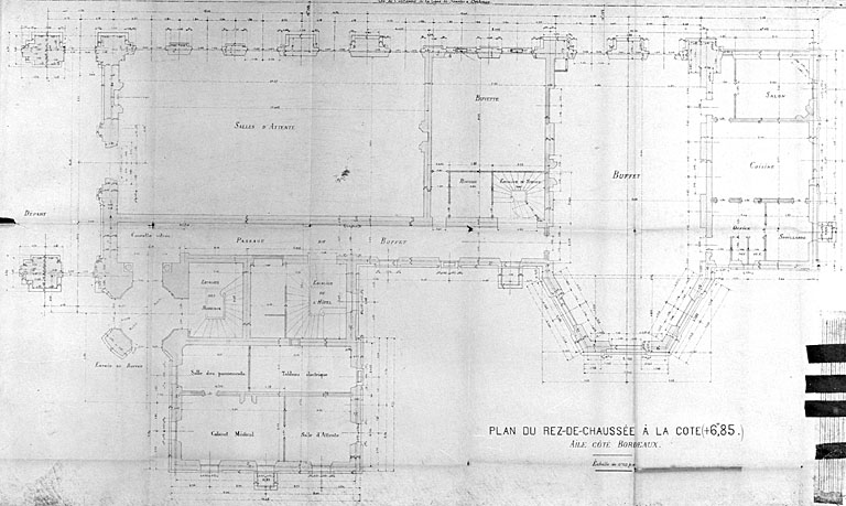 Bâtiment principal, aile côté Bordeaux, plan du rez-de-chaussée (pl.10).