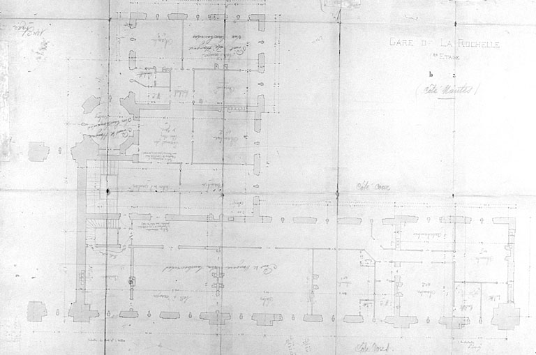 Bâtiment principal, aile côté Nantes, plan du 1er étage par Esquié (pl.13b).