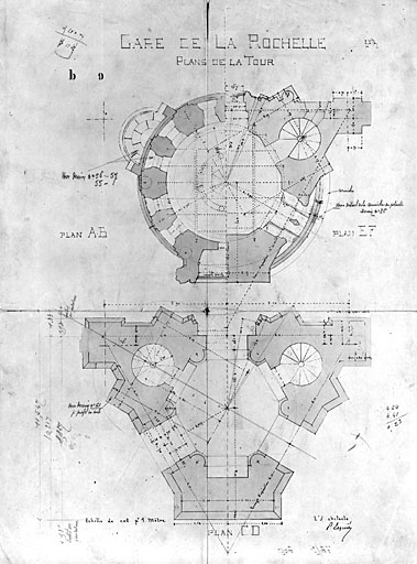 Bâtiment principal, tour centrale, plans de 1911, par Esquié (pl.17).