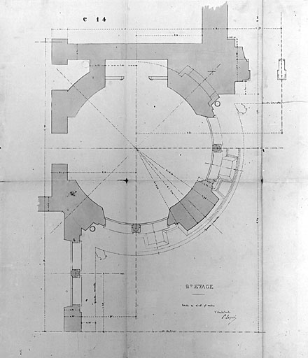 Bâtiment principal, tourelle d'angle, plan au 2e étage, par Esquié (pl.39).