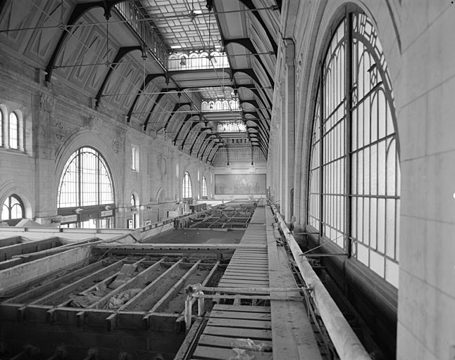 Corps de bâtiment principal, hall des voyageurs partie supérieure vue vers l'est.