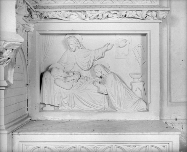 Détail du décor du tabernacle : la mort de saint Joseph.