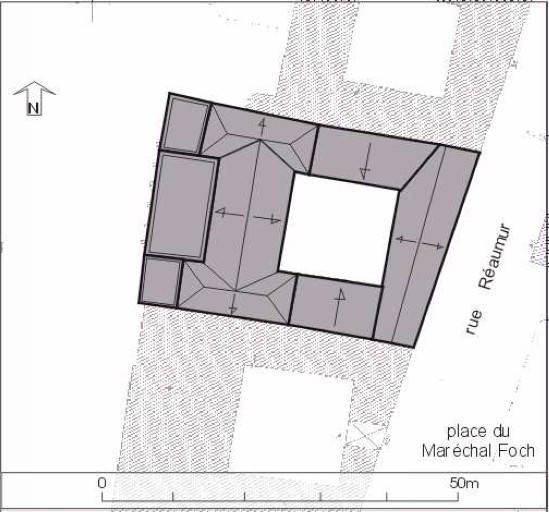 Plan masse, plan schématique des toitures.