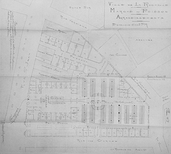 Marché au poisson, projet d'agrandissement, plan général, en avril 1911 [par Corbineau].