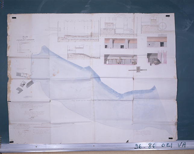 Plan de la forge de Verrières par l'ingénieur en chef du département, le 2 août 1825.