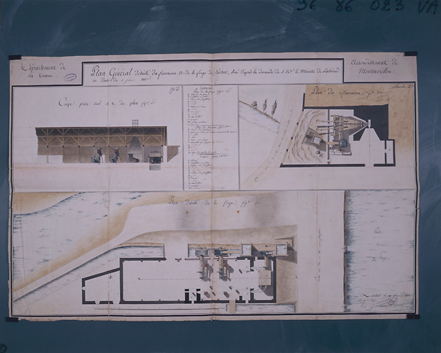Plan général de la forge de Luchapt par Merle, ingénieur architecte, le 9 février 1812.