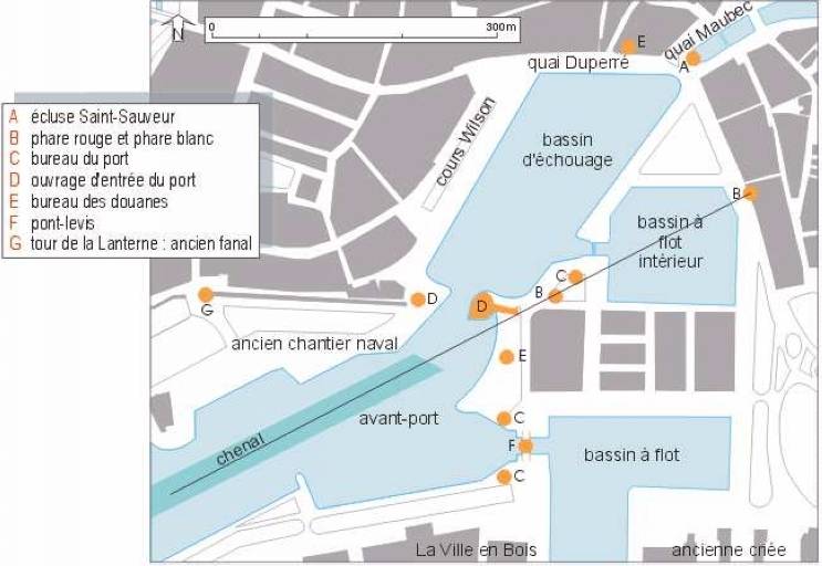 Plan d'ensemble du port et des différents bâtiment s'y attachant.