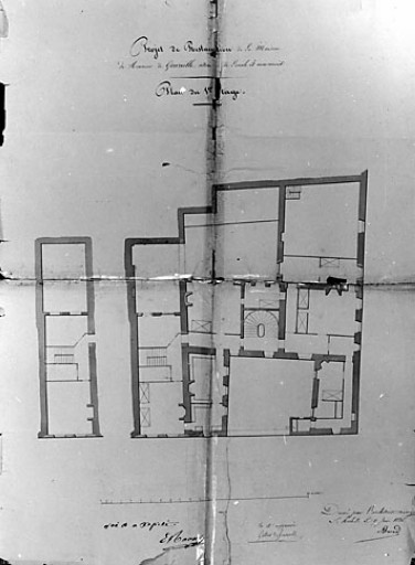 Projet de restauration du 9 juin 1836, par Brossard. Plan du premier étage.