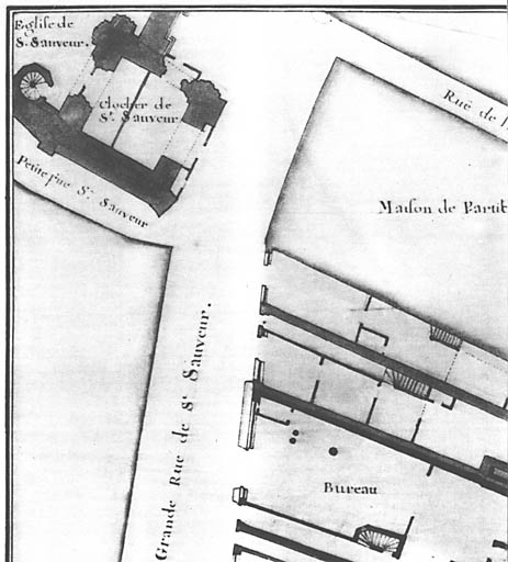 Plan du clocher au rez-de-chaussée dans son état de 1697, par Claude Masse.