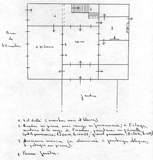 Plan du rez-de-chaussée, croquis.