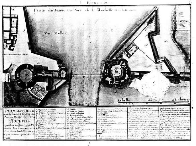 Plans des tours d'entrée du port, état de 1717, par Masse.