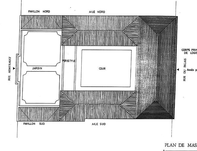 Plan masse. Relevé cabinet Oudin, par Olivier Vigoureux, en 1991.