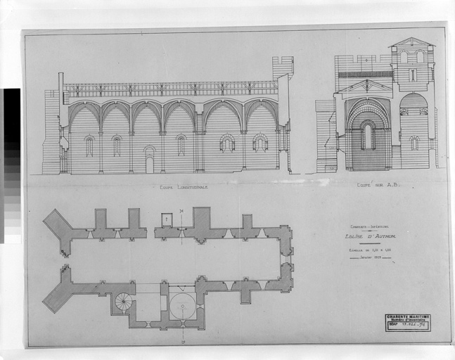 Coupes et plan de 1909.