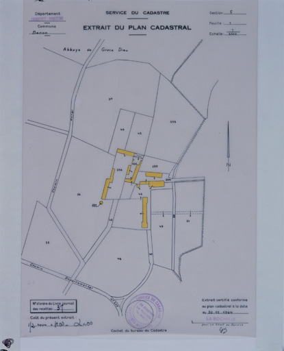 Extrait du plan cadastral de 1964, section F1.