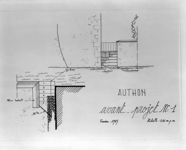 Travaux, avant projet N°1. Détails, 1985.