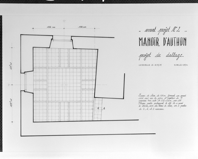 Dallage, avant projet N°2. Plan, 1985.