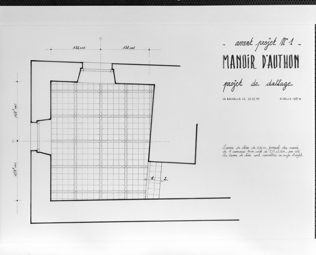 Dallage, avant projet N°1. Plan, 1985.