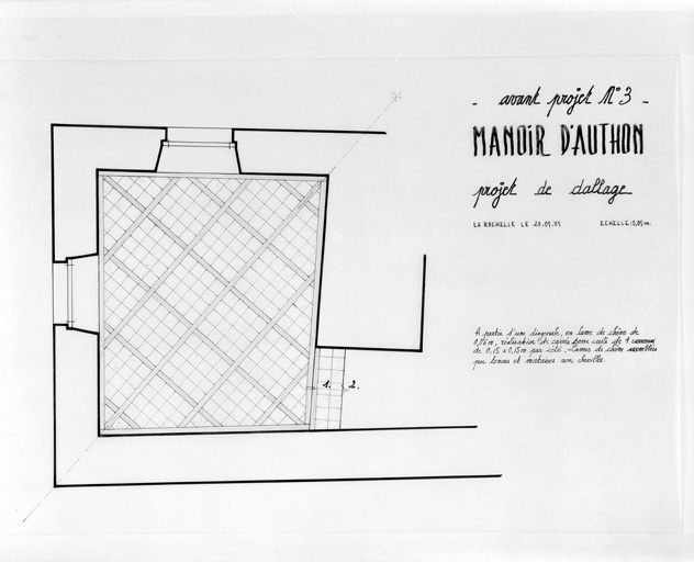 Dallage, avant projet N°3. Plan, 1985.