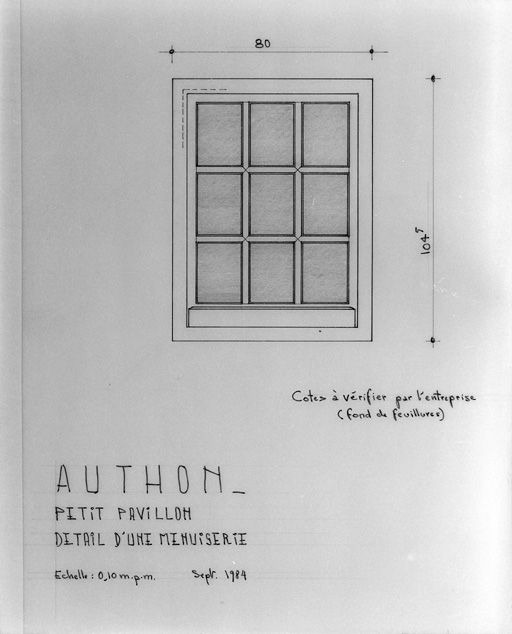 Petit pavillon, détail d'une menuiserie, 1984.