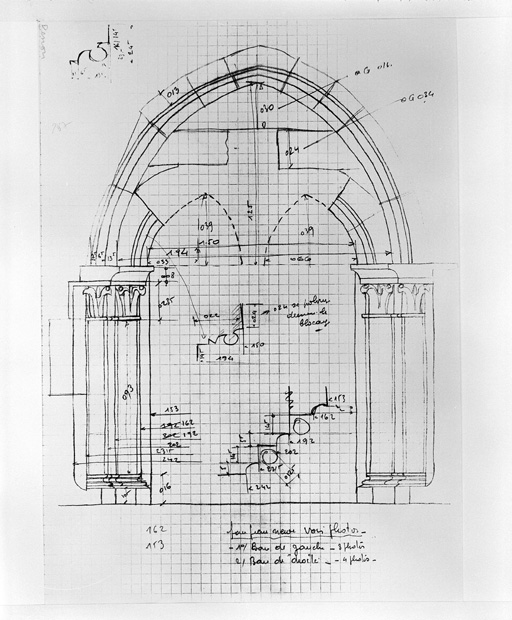 Salle capitulaire, dessin du portail. Sans date.