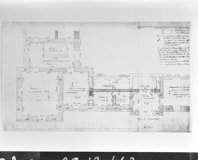 Logis, plan du rez de chaussée, partie gauche. Sans date.