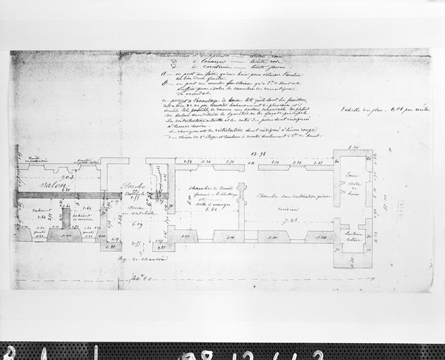 Logis, plan du rez-de-chaussée, partie droite. Sans date.