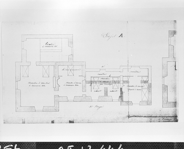 Logis, plan à l'étage, partie gauche. Sans date.