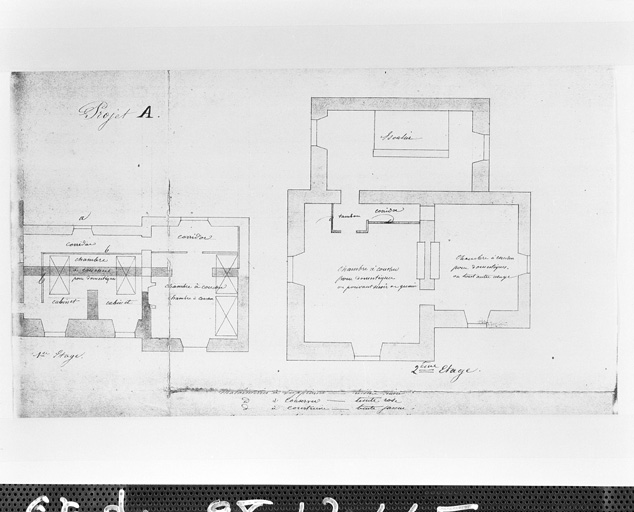 Logis, plan à l'étage, partie droite. Sans date.