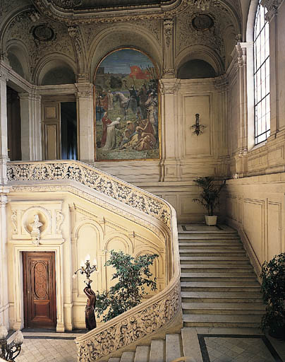 Cage de l'escalier principal, vue vers le nord. - (c) Région Nouvelle-Aquitaine, Inventaire général du patrimoine culturel